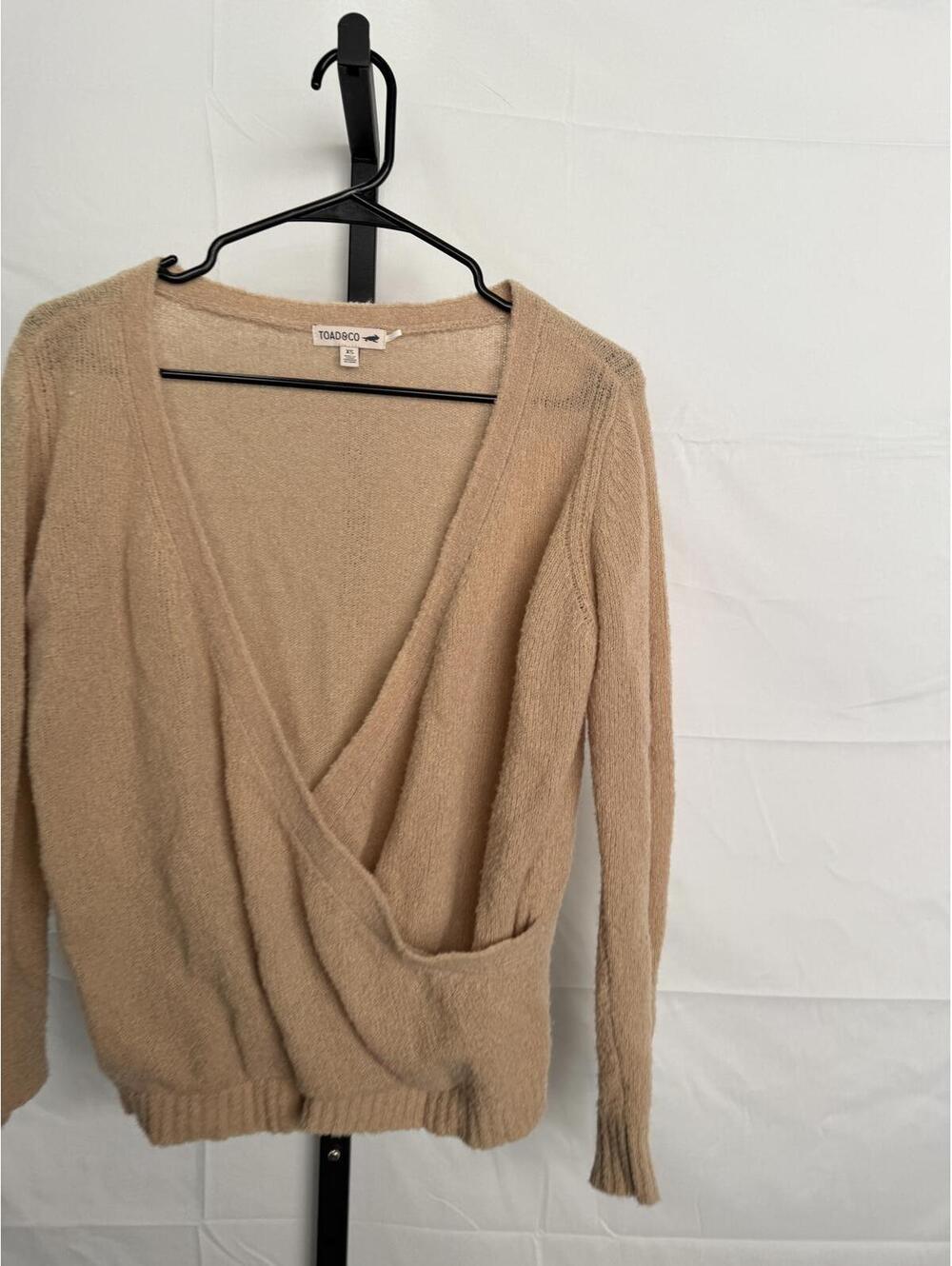 Toad & Co Women's Beige Wrap Sweater XS Wool Blend - Picture 3 of 9